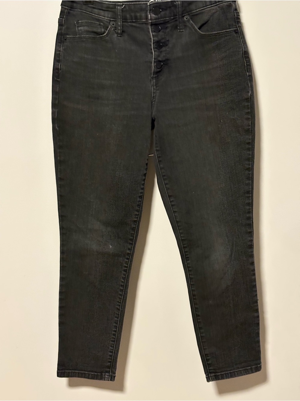 Women's Black High-Rise Button-Fly Skinny Crop Jeans